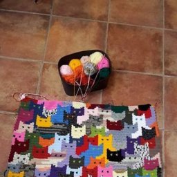 Плед для любителей котиков, вяжем крючком