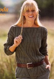 Пуловер с рельефным узром