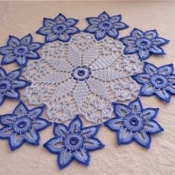 Салфетка с цветами крючком