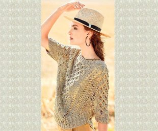 Пуловер с закругленной линией низа, вяжем спицами