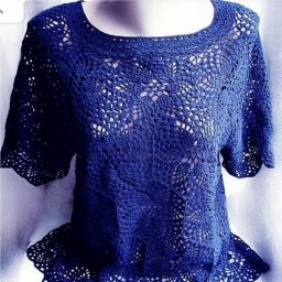 Синяя кофточка мотивами. Крючок.