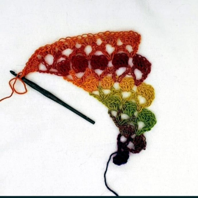 Цветной бактус, связанный крючком от угла &mdash;стильный аксессуар