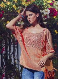 Топ с ажурной кокеткой, вяжем спицами