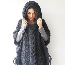 Шикарное Пончо с капюшоном, спицами