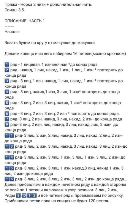 Тёплая шапочка спицами, связанная от макушки Тёплая шапочка спицами, связанная от макушки