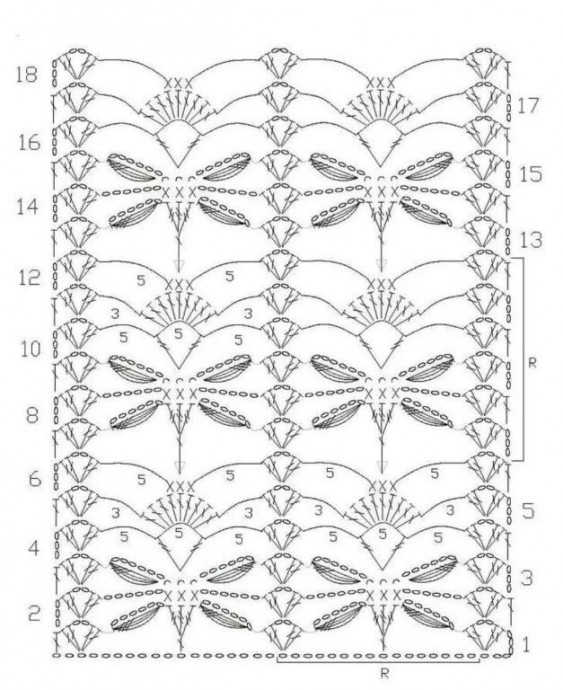 Узор "Бабочки", вяжем крючком