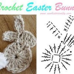 Аппликация в виде кролика, вяжем крючком