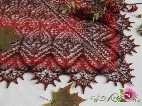 Шаль "Осенний букет", вяжем спицами