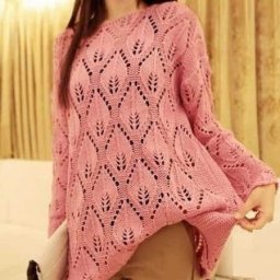 Узор из крупных ажурных листьев, вяжем спицами