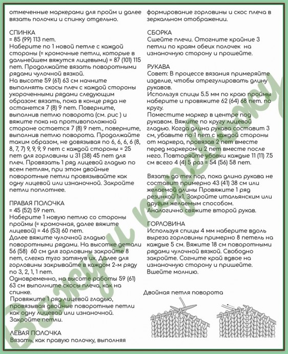 КУРТКА AUD (на молнии) спицами