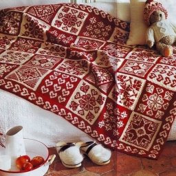 Жаккардовый плед спицами