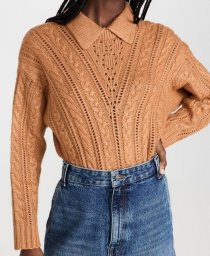 Джемпер с воротничком. Спицами узором с косами