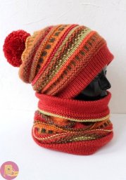 Стильная шапочка и снуд спицами