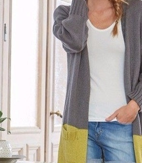 Удлиненный кардиган спицами