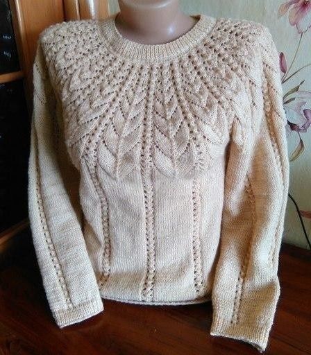 Красивый узор для пуловера спицами