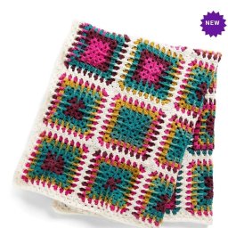 Яркий плед крючком