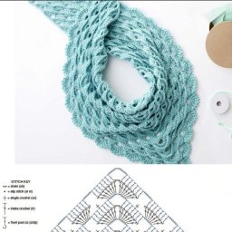 Голубая шаль крючком