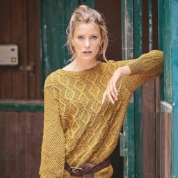 Пуловер с узором из ромбов, вяжем спицами