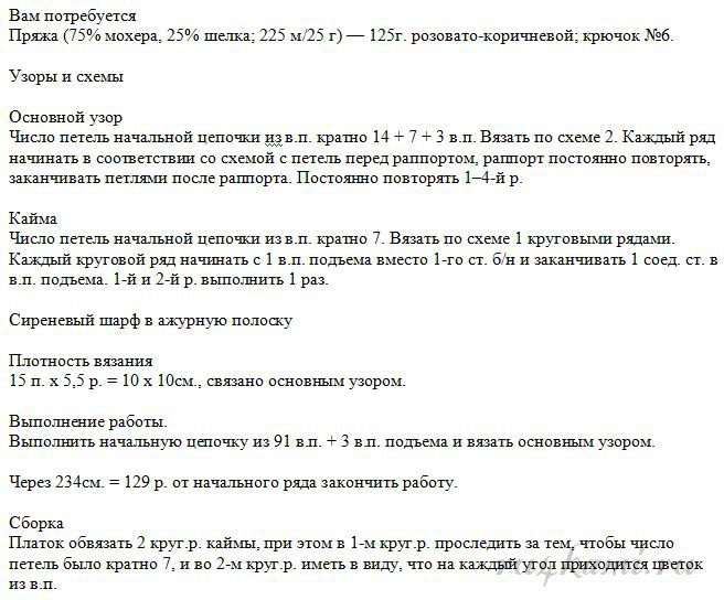 Ультратонкий ажурный палантин: схема+описание