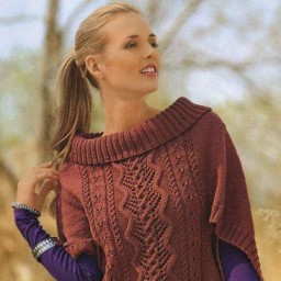 ​Узорчатый пуловер-пончо