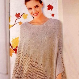 Вяжем нежное пончо с ажурным узором