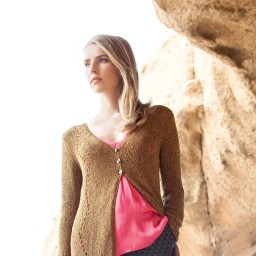 Жакет с ажурным узором спицами