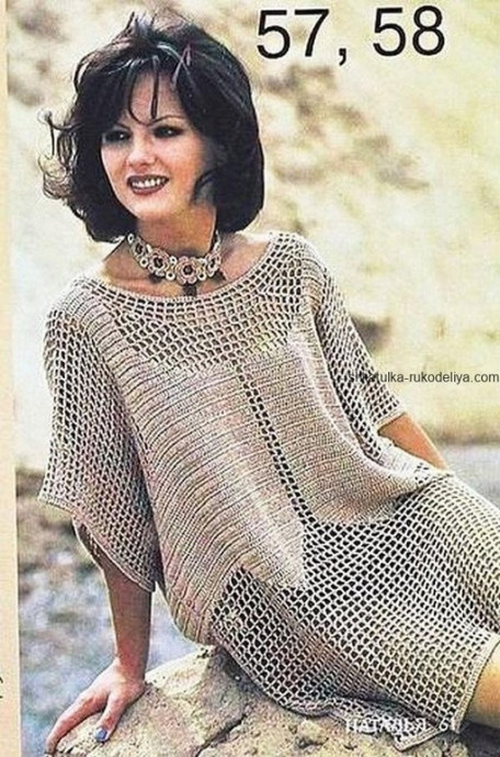 Туника крючком с имитацией жилета