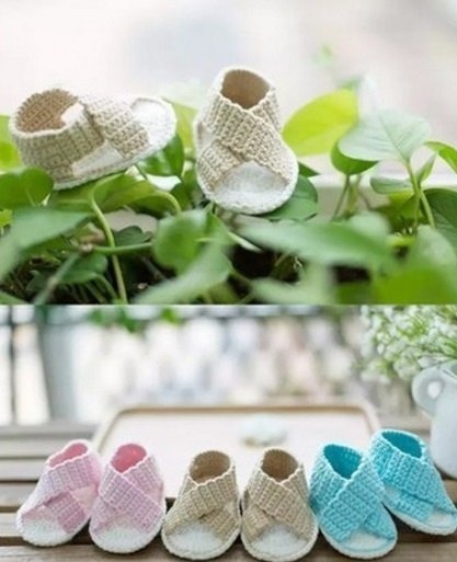 Милые сандалии для летних прогулок, вяжем для малышей