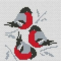 Жаккардовый узор со снегирями