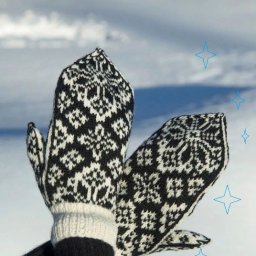 Зимние варежки жаккардом