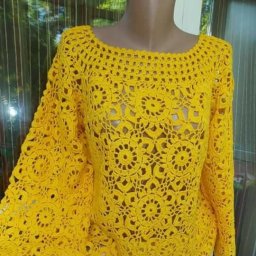 Солнечная кофточка из мотивов крючком