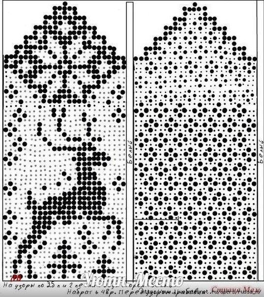 Вяжем новогодние перчатки в технике жаккарда
