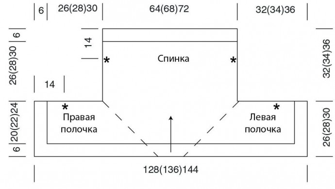 Цельновязаный жакет-накидка, вяжем спицами