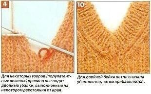 Убавки для V-образного выреза