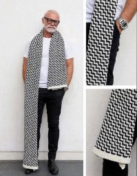 Мужской черно-белый шарф