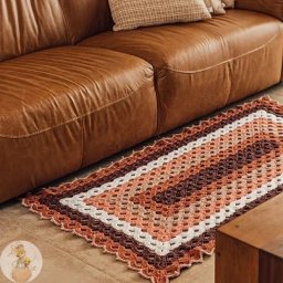 Шикаpный пpямоугольный ковpик крючком