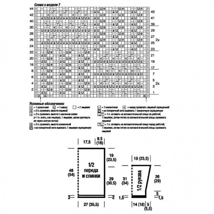 Голубой пуловер спицами
