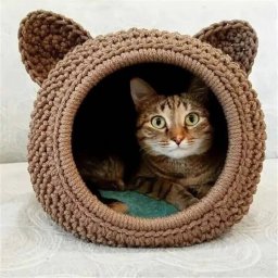 Забавный домик для кота, вяжем крючком