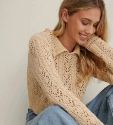 Ажурная кофта с отложным воротником