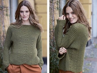 Темно-оливковый джемпер с патентными узорами