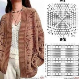 Кардиган крючком, вяжем из мотивов
