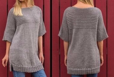 Серая туника, связанная спицами: универсальность и комфорт в одном образе