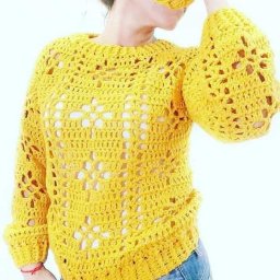Яркий джемпер крючком