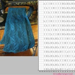 Ажурный узор спицами, подойдет для палантина или декоративного пледа