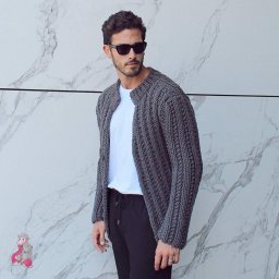 Графитовый мужской кардиган спицами. Схема.