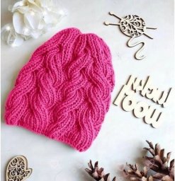 Шапочка с косами, вяжем спицами