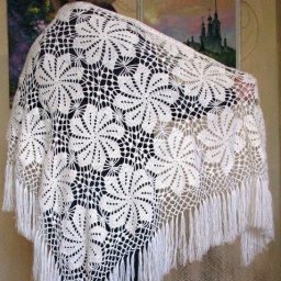 Нежная шаль, вяжем крючком