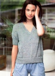 Пуловер спицами с коротким рукавом