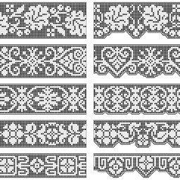 Варианты каймы для изделия в филейной технике