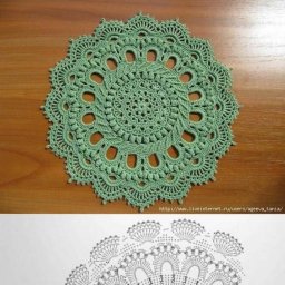 Салфетка с объемным узором крючком